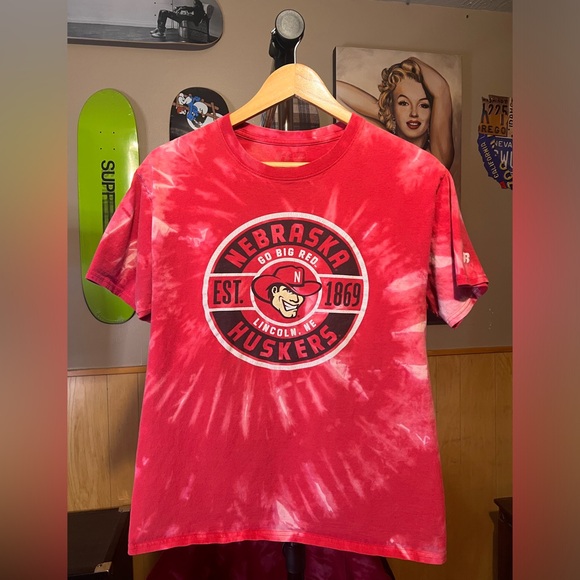 Russell Athletic Other - Men’s Nebraska Cornhusker “Go Big Red” custom reverse tie-dye T-shirt
